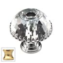 Cal Crystal [M30A-US3] Crystal Cabinet Knob - Clear - Decorative Half Round - Polished Brass Stem - 1 1/8" Dia.