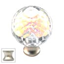 Cal Crystal [M30AB-US15] Crystal Cabinet Knob - Prism - Cut Globe - Medium - Satin Nickel Stem - 1 3/16&quot; Dia.