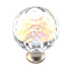 Cal Crystal [M30AB-US15A] Crystal Cabinet Knob - Prism - Cut Globe - Medium - Pewter Stem - 1 3/16" Dia.