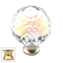 Cal Crystal [M30AB-US3] Crystal Cabinet Knob - Prism - Cut Globe - Medium - Polished Brass Stem - 1 3/16" Dia.