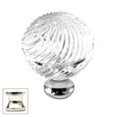 Cal Crystal [M30S-US14] Crystal Cabinet Knob - Clear - Engraved Swirl Globe - Medium - Polished Nickel Stem - 1 3/16" Dia.