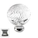 Cal Crystal [M30S-US15A] Crystal Cabinet Knob - Clear - Engraved Swirl Globe - Medium - Pewter Stem - 1 3/16" Dia.