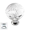 Cal Crystal [M30S-US26] Crystal Cabinet Knob - Clear - Engraved Swirl Globe - Medium - Polished Chrome Stem - 1 3/16" Dia.