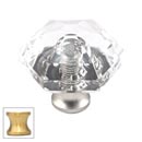 Cal Crystal [M31-US4] Crystal Cabinet Knob - Clear - Hexagon - Small - Satin Brass Stem - 1 1/8" Dia.