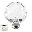 Cal Crystal [M35-US14] Crystal Cabinet Knob - Clear - Cut Globe - Large - Polished Nickel Stem - 1 3/8" Dia.