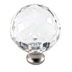 Cal Crystal [M35-US15A] Crystal Cabinet Knob - Clear - Cut Globe - Large - Pewter Stem - 1 3/8" Dia.