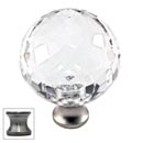 Cal Crystal [M35-US15A] Crystal Cabinet Knob - Clear - Cut Globe - Large - Pewter Stem - 1 3/8" Dia.