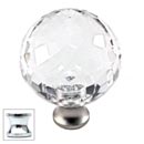 Cal Crystal [M35-US26] Crystal Cabinet Knob - Clear - Cut Globe - Large - Polished Chrome Stem - 1 3/8" Dia.