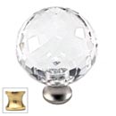 Cal Crystal [M35-US3] Crystal Cabinet Knob - Clear - Cut Globe - Large - Polished Brass Stem - 1 3/8" Dia.