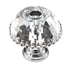 Cal Crystal [M35A-US15] Crystal Cabinet Knob - Clear - Decorative Half Round - Satin Nickel Stem - 1 1/2&quot; Dia.