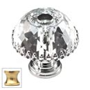 Cal Crystal [M35A-US3] Crystal Cabinet Knob - Clear - Decorative Half Round - Polished Brass Stem - 1 1/2" Dia.