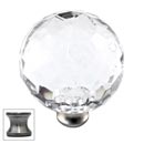 Cal Crystal [M40-US15A] Crystal Cabinet Knob - Clear - Cut Globe - Extra Large - Pewter Stem - 1 1/2" Dia.