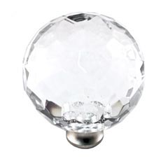 Cal Crystal [M40-US26] Crystal Cabinet Knob - Clear - Cut Globe - Extra Large - Polished Chrome Stem - 1 1/2&quot; Dia.