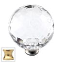 Cal Crystal [M40-US3] Crystal Cabinet Knob - Clear - Cut Globe - Extra Large - Polished Brass Stem - 1 1/2" Dia.