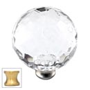 Cal Crystal [M40-US4] Crystal Cabinet Knob - Clear - Cut Globe - Extra Large - Satin Brass Stem - 1 1/2" Dia.