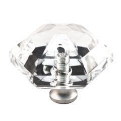 Cal Crystal [M41-US10B] Crystal Cabinet Knob - Clear - Hexagon - Large - Oil Rubbed Bronze Stem - 1 1/2" Dia.