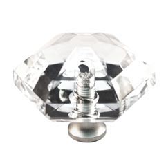 Cal Crystal [M41-US15] Crystal Cabinet Knob - Clear - Hexagon - Large - Satin Nickel Stem - 1 1/2&quot; Dia.