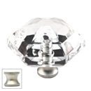 Cal Crystal [M41-US15] Crystal Cabinet Knob - Clear - Hexagon - Large - Satin Nickel Stem - 1 1/2" Dia.