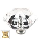 Cal Crystal [M41-US3] Crystal Cabinet Knob - Clear - Hexagon - Large - Polished Brass Stem - 1 1/2" Dia.