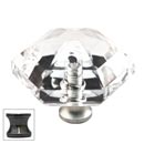 Cal Crystal [M41-US5] Crystal Cabinet Knob - Clear - Hexagon - Large - Antique Brass Stem - 1 1/2" Dia.