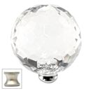 Cal Crystal [M45-US15] Crystal Cabinet Knob - Clear - Cut Globe - Jumbo - Satin Nickel Stem - 1 3/4" Dia.