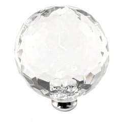 Cal Crystal [M45-US15A] Crystal Cabinet Knob - Clear - Cut Globe - Jumbo - Pewter Stem - 1 3/4&quot; Dia.