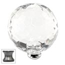 Cal Crystal [M45-US15A] Crystal Cabinet Knob - Clear - Cut Globe - Jumbo - Pewter Stem - 1 3/4" Dia.