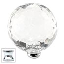 Cal Crystal [M45-US26] Crystal Cabinet Knob - Clear - Cut Globe - Jumbo - Polished Chrome Stem - 1 3/4" Dia.