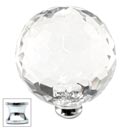 Cal Crystal [M45-US26] Crystal Cabinet Knob - Clear - Cut Globe - Jumbo - Polished Chrome Stem - 1 3/4&quot; Dia.