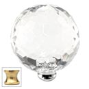 Cal Crystal [M45-US3] Crystal Cabinet Knob - Clear - Cut Globe - Jumbo - Polished Brass Stem - 1 3/4" Dia.