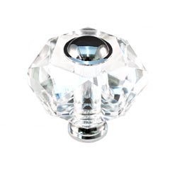 Cal Crystal [M50-US14] Crystal Cabinet Knob - Clear - Hexagon w/ Ferrule - Polished Nickel Stem - 1 3/4&quot; Dia.