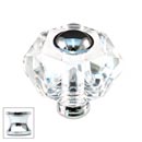 Cal Crystal [M50-US26] Crystal Cabinet Knob - Clear - Hexagon w/ Ferrule - Polished Chrome Stem - 1 3/4" Dia.