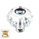 Cal Crystal [M50-US3] Crystal Cabinet Knob - Clear - Hexagon w/ Ferrule - Polished Brass Stem - 1 3/4" Dia.