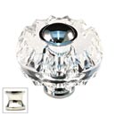 Cal Crystal [M51-US14] Crystal Cabinet Knob - Clear - Round Fluted w/ Ferrule - Polished Nickel Stem - 1 3/4" Dia.