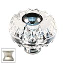 Cal Crystal [M51-US15] Crystal Cabinet Knob - Clear - Round Fluted w/ Ferrule - Satin Nickel Stem - 1 3/4" Dia.
