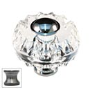 Cal Crystal [M51-US15A] Crystal Cabinet Knob - Clear - Round Fluted w/ Ferrule - Pewter Stem - 1 3/4" Dia.