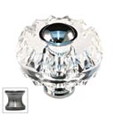 Cal Crystal [M51-US15A] Crystal Cabinet Knob - Clear - Round Fluted w/ Ferrule - Pewter Stem - 1 3/4&quot; Dia.