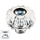 Cal Crystal [M51-US26] Crystal Cabinet Knob - Clear - Round Fluted w/ Ferrule - Polished Chrome Stem - 1 3/4&quot; Dia.