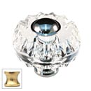 Cal Crystal [M51-US3] Crystal Cabinet Knob - Clear - Round Fluted w/ Ferrule - Polished Brass Stem - 1 3/4" Dia.