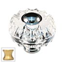 Cal Crystal [M51-US4] Crystal Cabinet Knob - Clear - Round Fluted w/ Ferrule - Satin Brass Stem - 1 3/4" Dia.