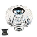 Cal Crystal [M51-US5] Crystal Cabinet Knob - Clear - Round Fluted w/ Ferrule - Antique Brass Stem - 1 3/4" Dia.