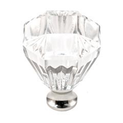 Cal Crystal [M991-US15] Crystal Cabinet Knob - Clear - Octagonal - Satin Nickel Stem - 1 1/4&quot; Dia.