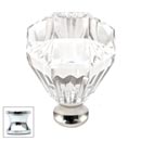 Cal Crystal [M991-US26] Crystal Cabinet Knob - Clear - Octagonal - Polished Chrome Stem - 1 1/4&quot; Dia.