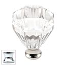 Cal Crystal [M991-US26] Crystal Cabinet Knob - Clear - Octagonal - Polished Chrome Stem - 1 1/4" Dia.