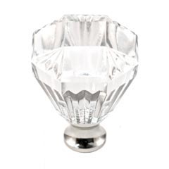 Cal Crystal [M991-US3] Crystal Cabinet Knob - Clear - Octagonal - Polished Brass Stem - 1 1/4" Dia.