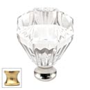 Cal Crystal [M991-US3] Crystal Cabinet Knob - Clear - Octagonal - Polished Brass Stem - 1 1/4" Dia.