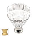 Cal Crystal [M991-US4] Crystal Cabinet Knob - Clear - Octagonal - Satin Brass Stem - 1 1/4" Dia.