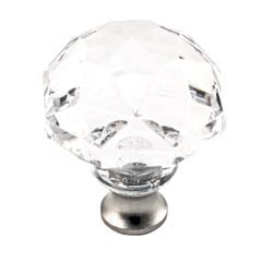 Cal Crystal [M992-US14] Crystal Cabinet Knob - Clear - Round Cut Dome - Polished Nickel Stem - 1 3/8&quot; Dia.