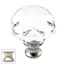 Cal Crystal [M992-US15] Crystal Cabinet Knob - Clear - Round Cut Dome - Satin Nickel Stem - 1 3/8" Dia.