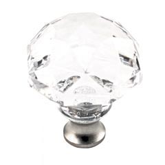 Cal Crystal [M992-US3] Crystal Cabinet Knob - Clear - Round Cut Dome - Polished Brass Stem - 1 3/8" Dia.